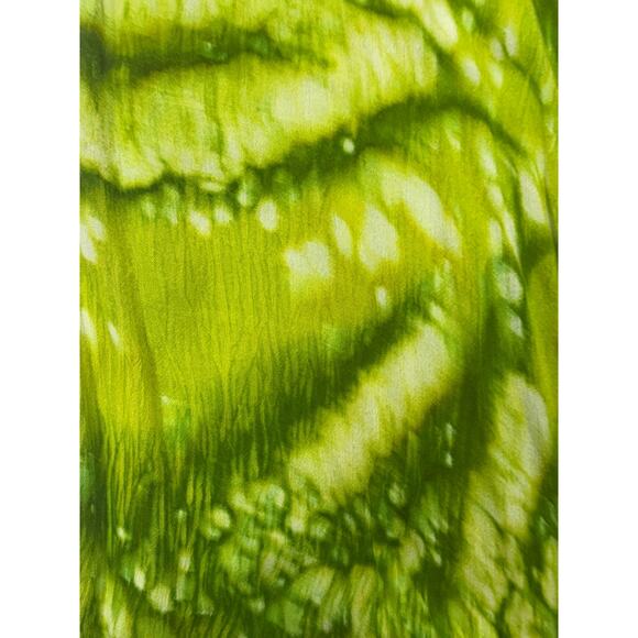 Vintage Asymmetrical Tie Dye Maxi Dress One Size Lime Green Boho Hippie Festival - Picture 6 of 9